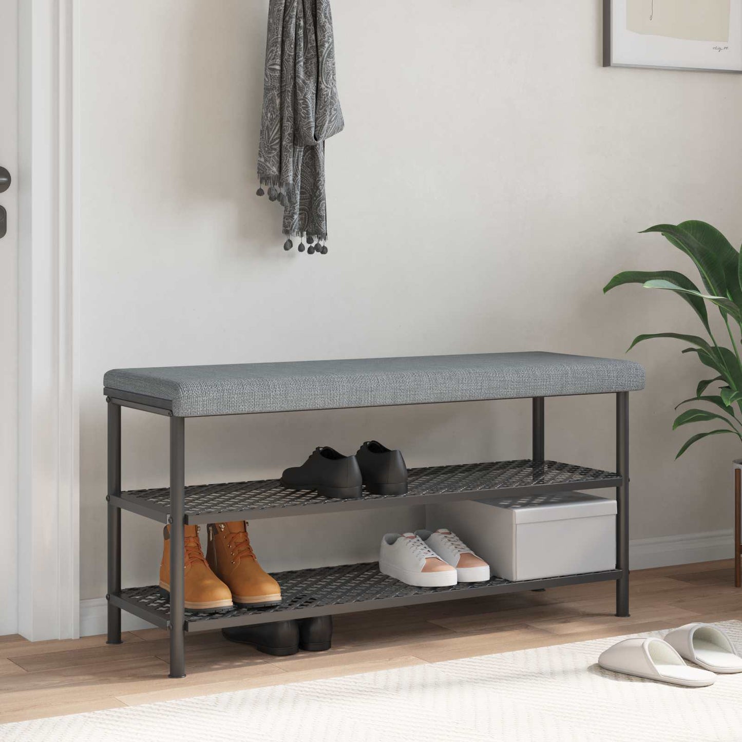 vidaXL Bench Cushion Fabric Light Grey Depth 35 cm