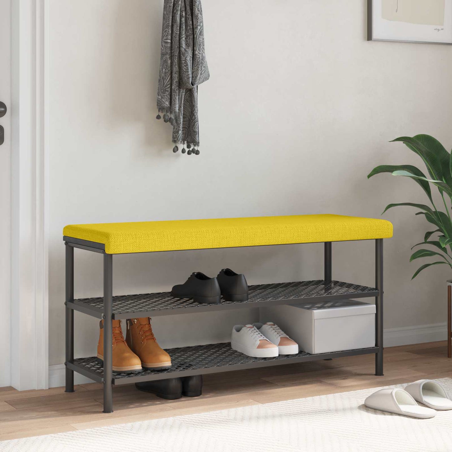 vidaXL Bench Cushion Fabric Light Yellow Depth 35 cm