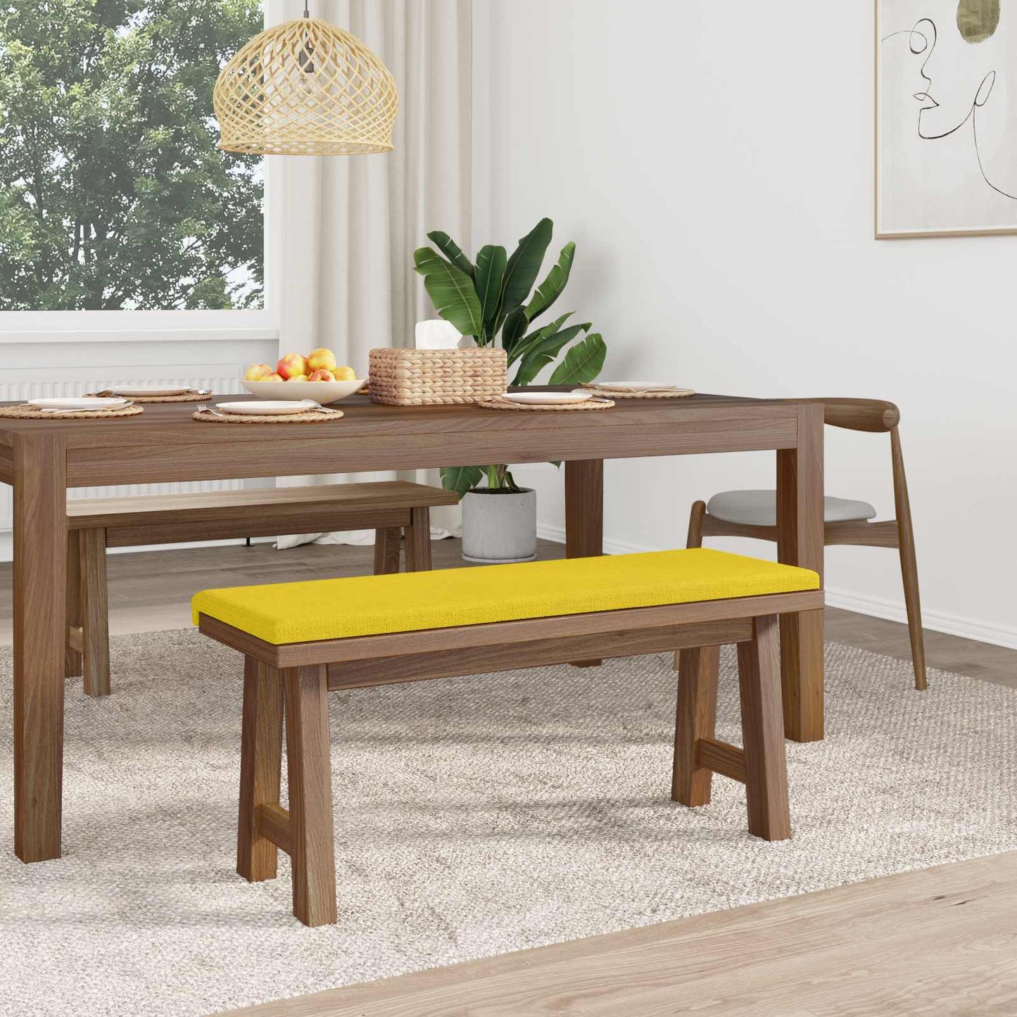 vidaXL Bench Cushion Fabric Light Yellow Depth 35 cm