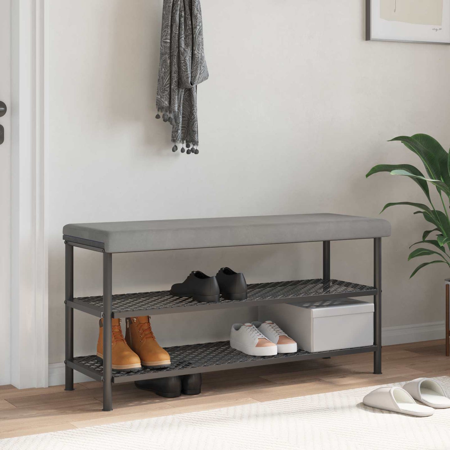 vidaXL Bench Cushion Velvet Light Grey Depth 35 cm