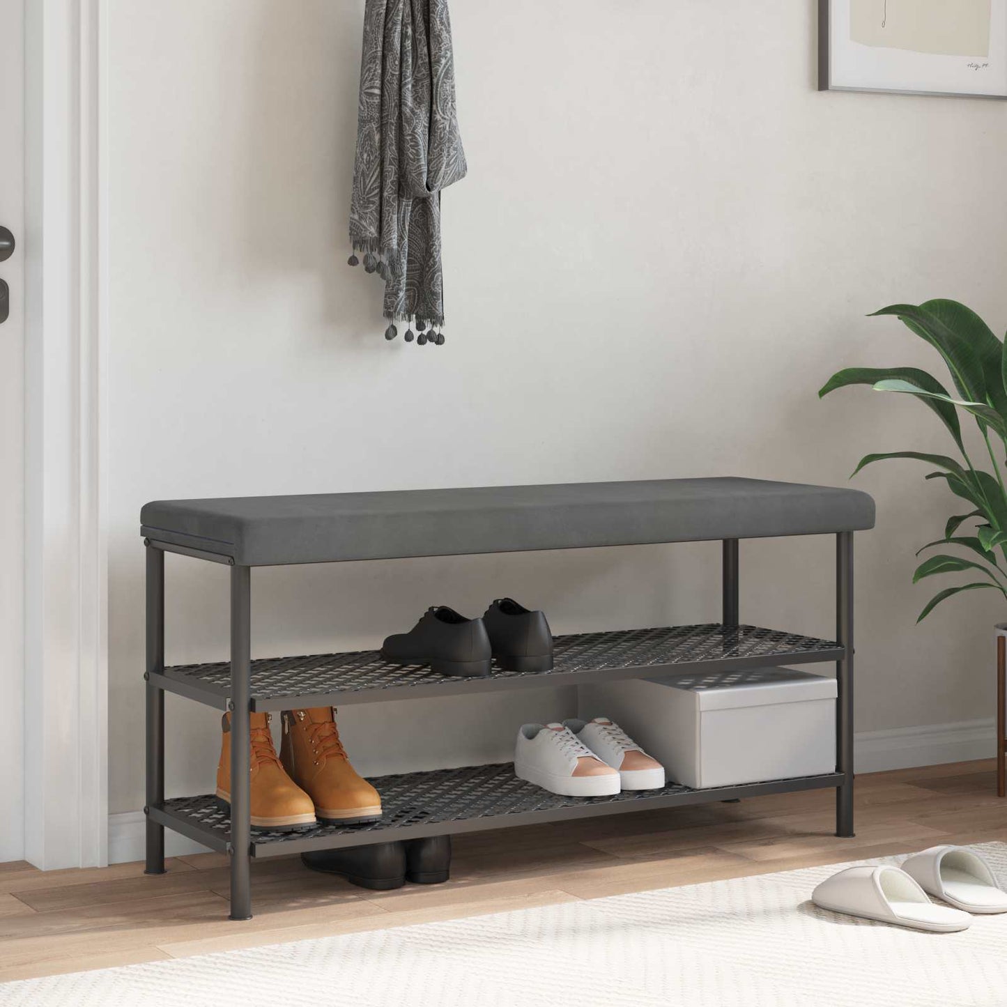 vidaXL Bench Cushion Velvet Dark Grey Depth 35 cm