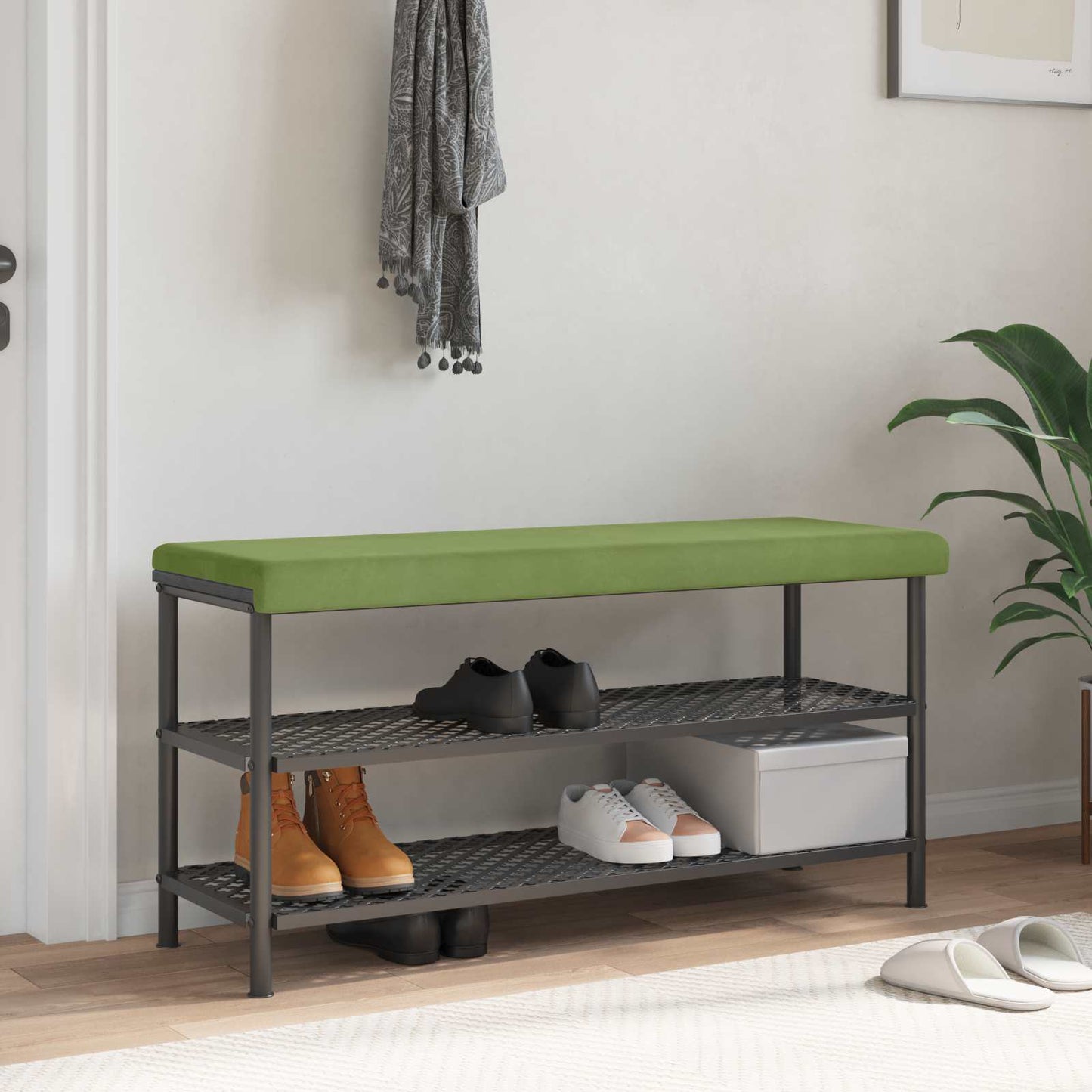 vidaXL Bench Cushion Velvet Light Green Depth 35 cm