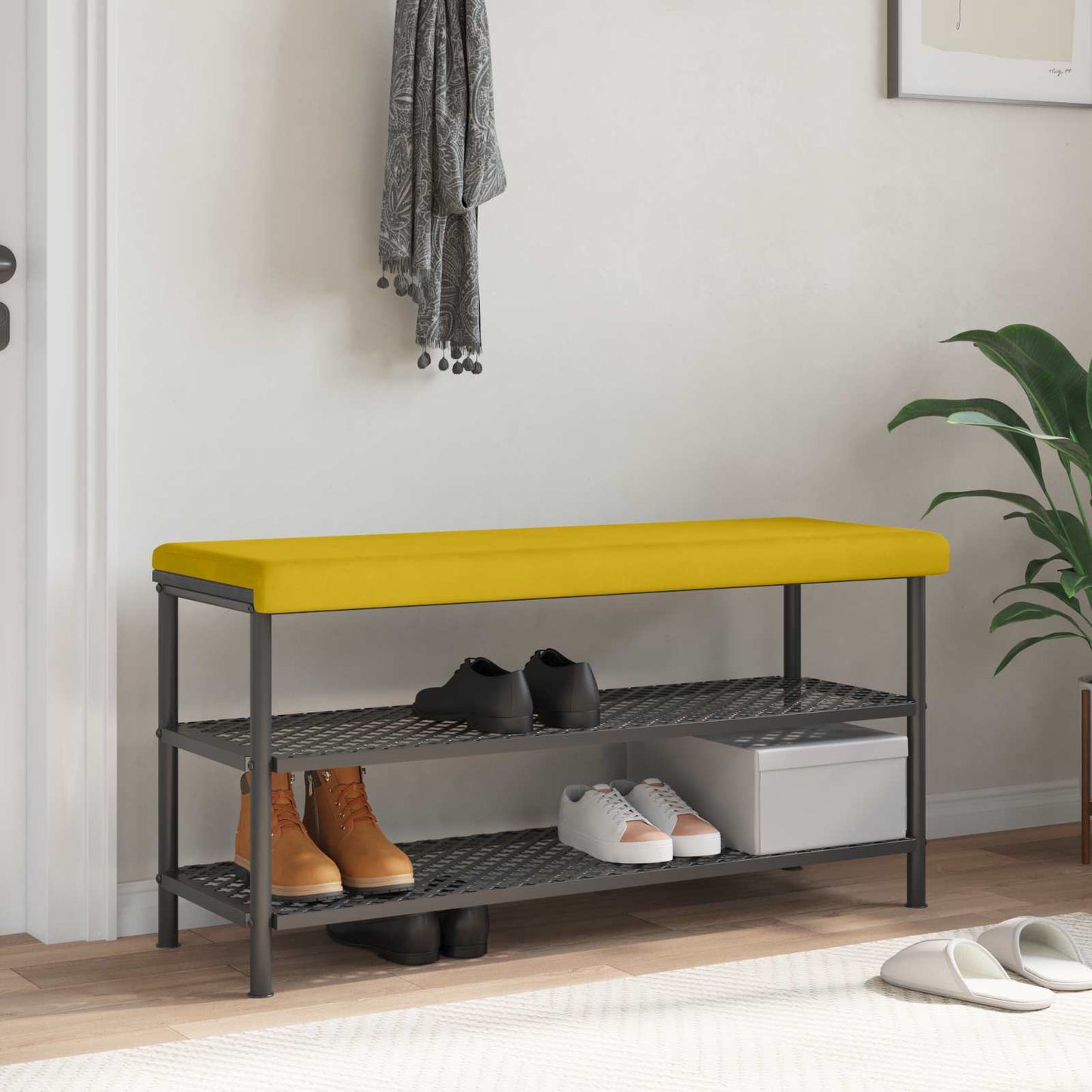 vidaXL Bench Cushion Velvet Yellow Depth 35 cm