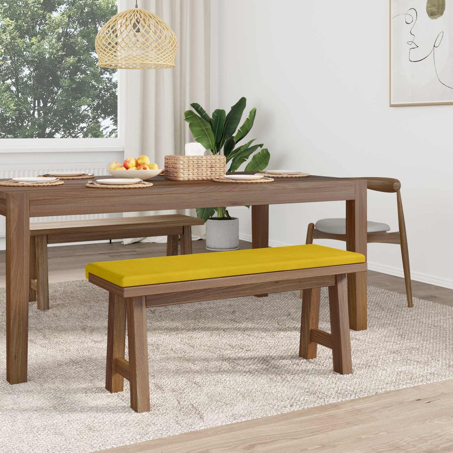 vidaXL Bench Cushion Velvet Yellow Depth 35 cm
