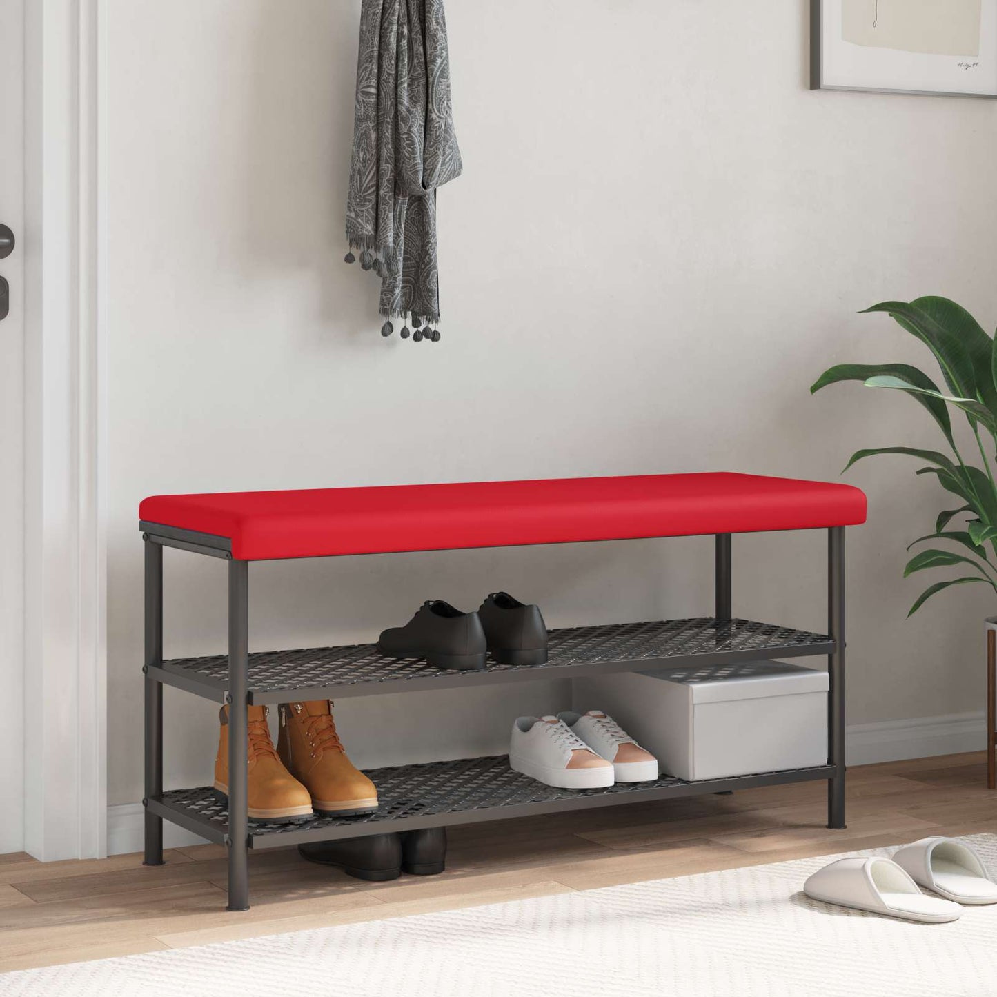 vidaXL Bench Cushion Faux Leather Red Depth 35 cm