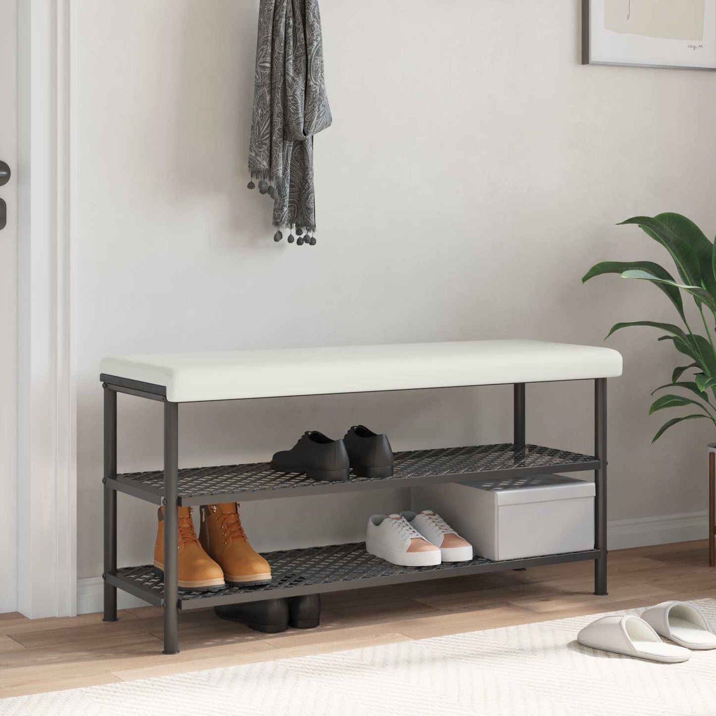 vidaXL Bench Cushion Faux Leather White Depth 35 cm