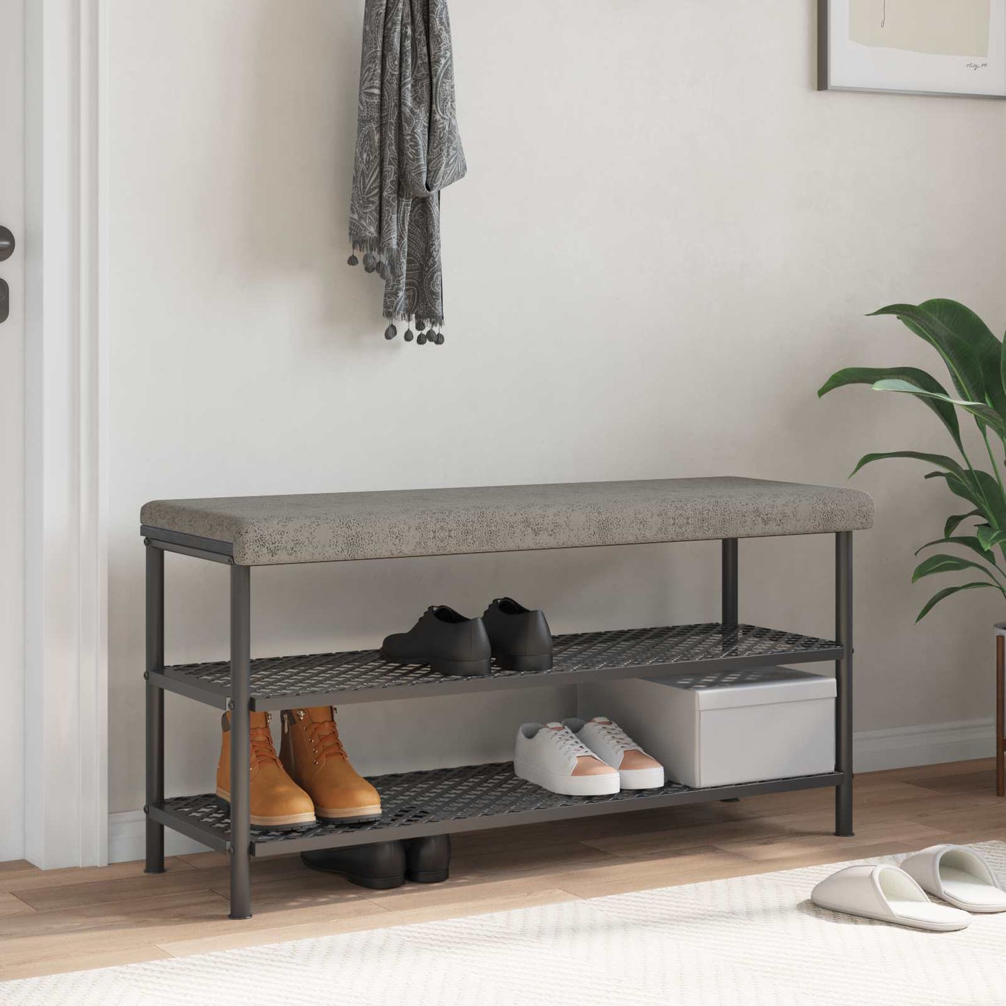 vidaXL Bench Cushion Faux Suede Fabric Light Grey Depth 35 cm
