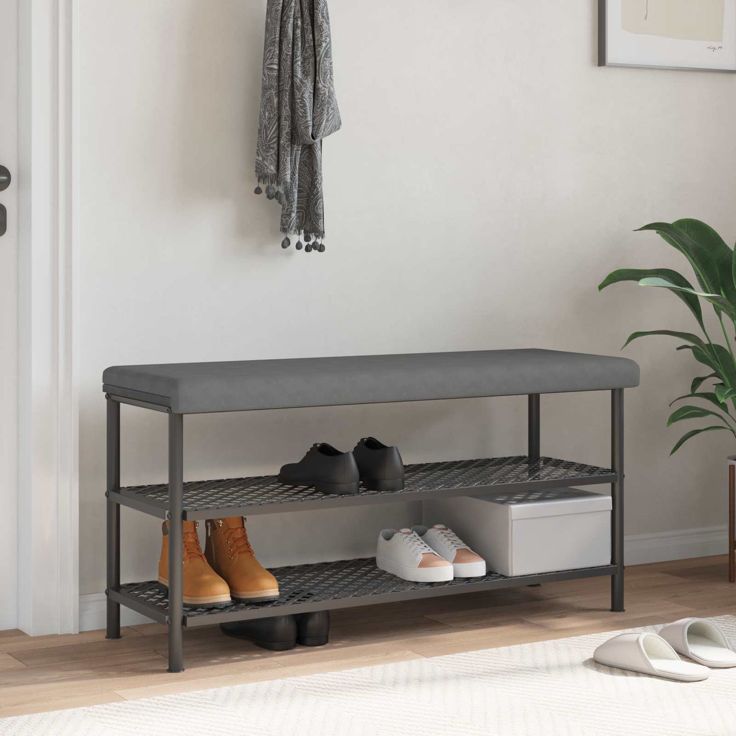 vidaXL Bench Cushion Microfiber Dark Grey Depth 35 cm