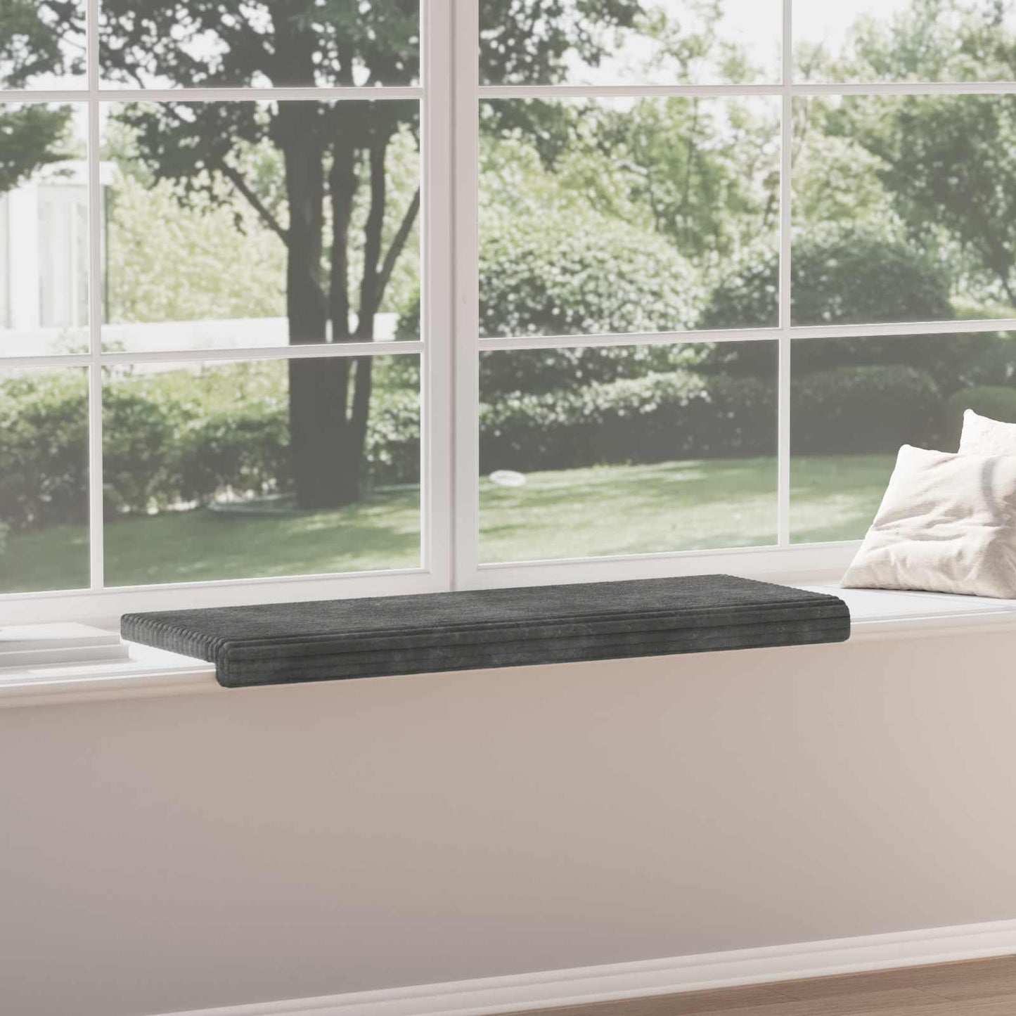 vidaXL Bench Cushion Plush Corduroy Light Grey Depth 35 cm
