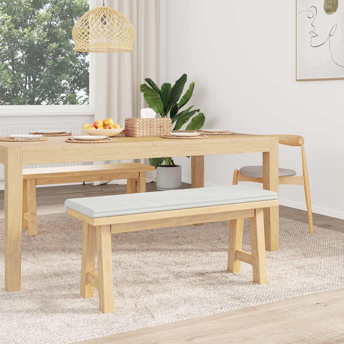 vidaXL Bench Cushion Plush Corduroy Cream Depth 35 cm