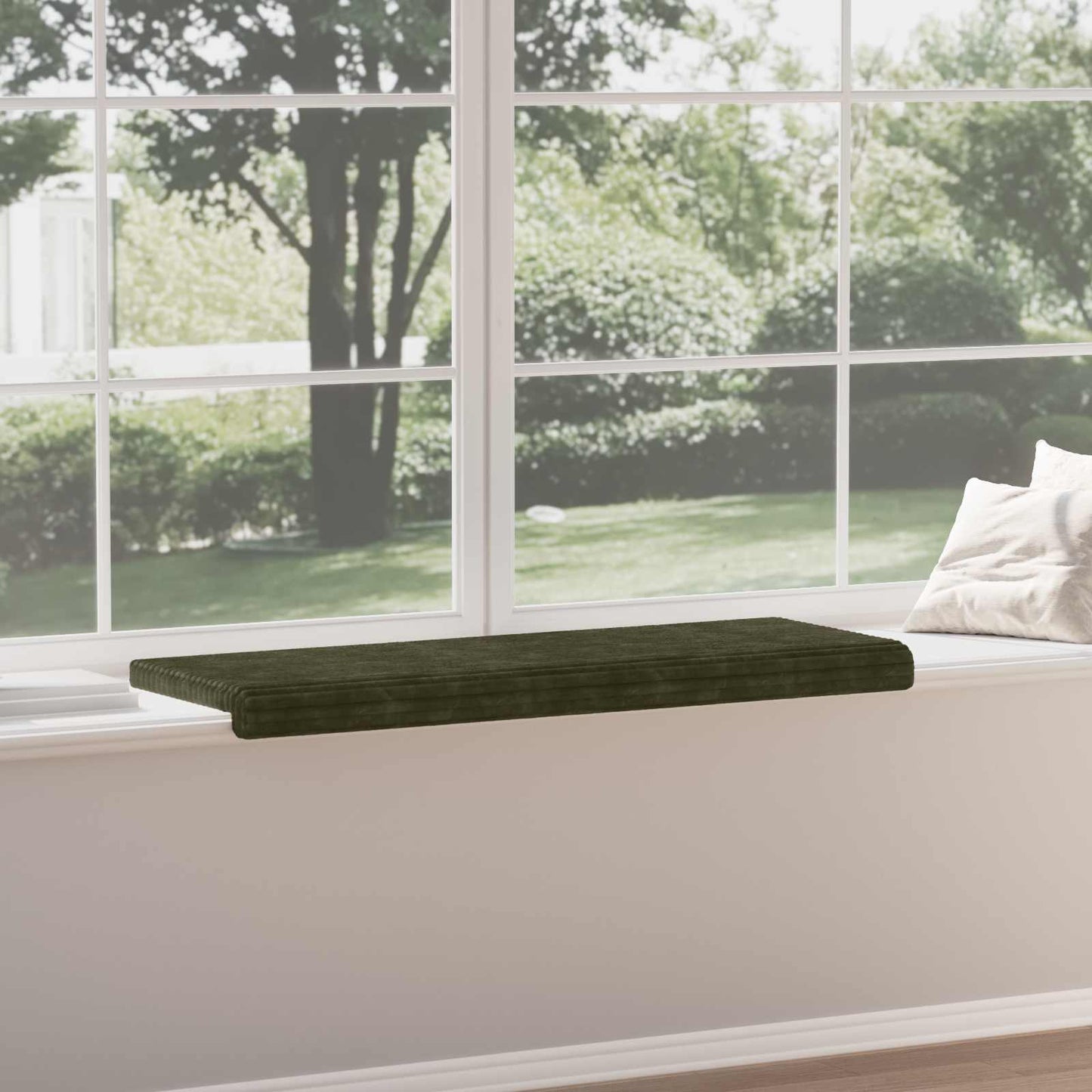vidaXL Bench Cushion Plush Corduroy Green Depth 35 cm