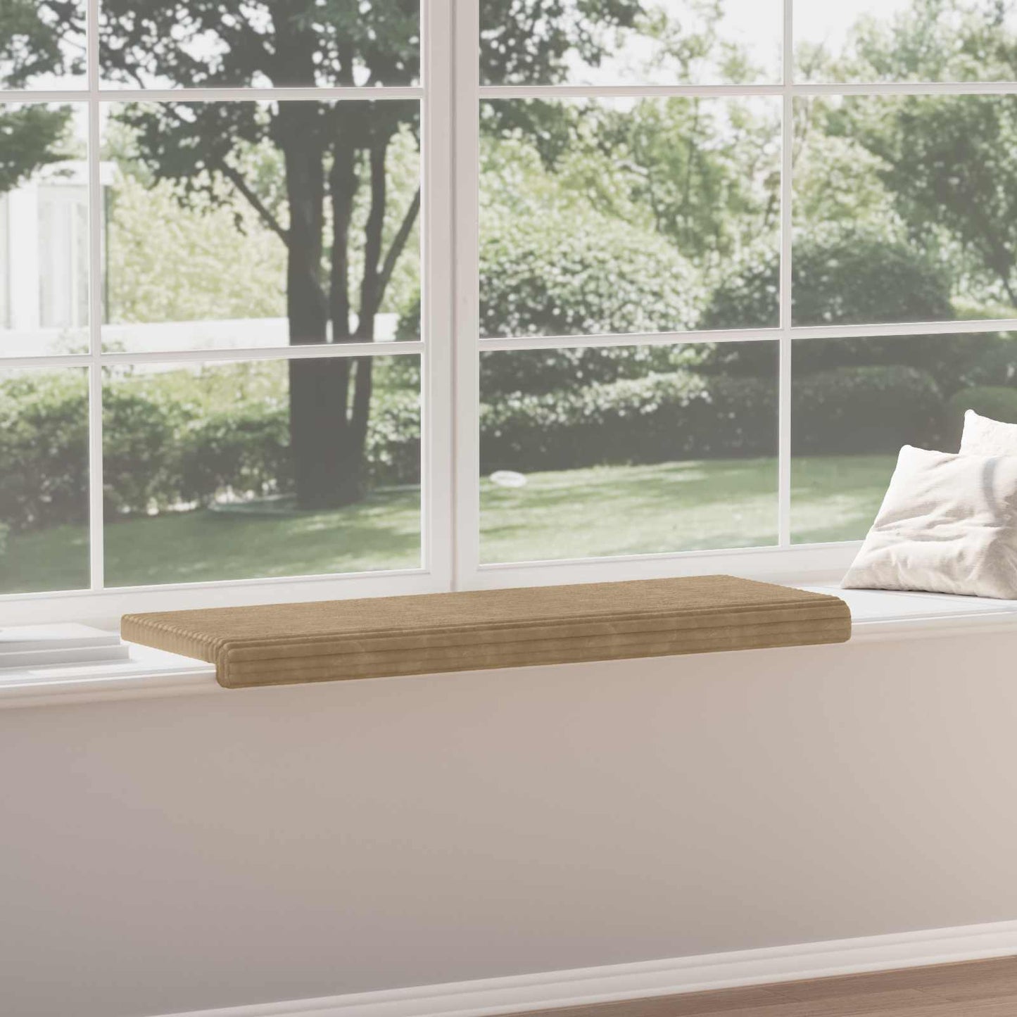 vidaXL Bench Cushion Plush Corduroy Taupe Depth 35 cm