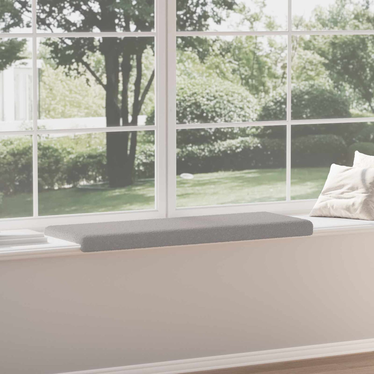 vidaXL Bench Cushion Sherpa Fabric Light Grey Depth 35 cm