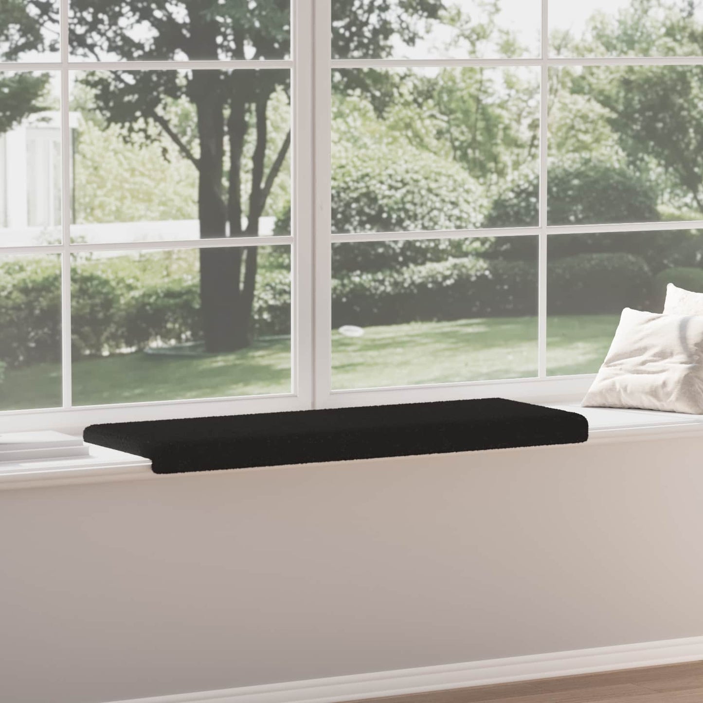 vidaXL Bench Cushion Sherpa Fabric Black Depth 35 cm