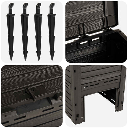 vidaXL Garden Composter Black 59.5 x 60 x 81.5 cm 280 L 100% PP