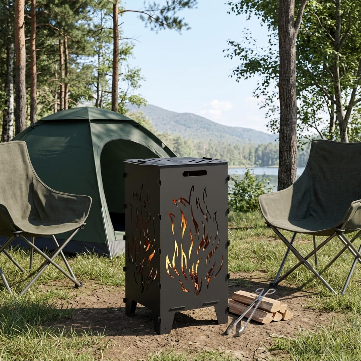 vidaXL Fire Pit Black 47 x 38 x 75 cm Steel