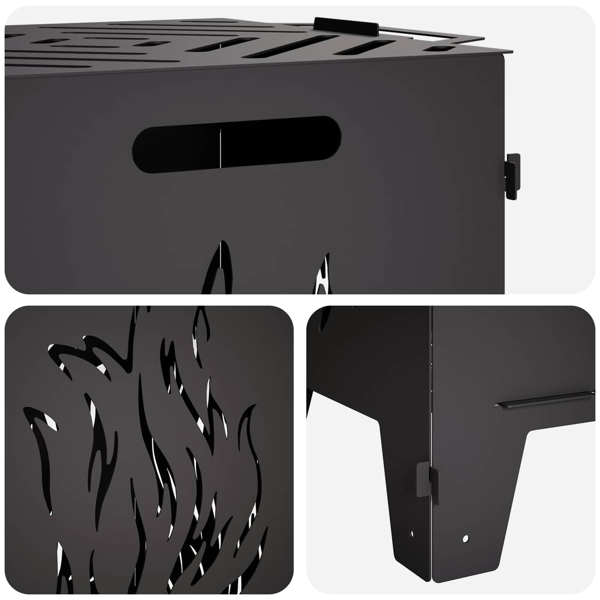 vidaXL Fire Pit Black 47 x 38 x 75 cm Steel