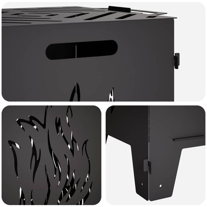 vidaXL Fire Pit Black 47 x 38 x 75 cm Steel