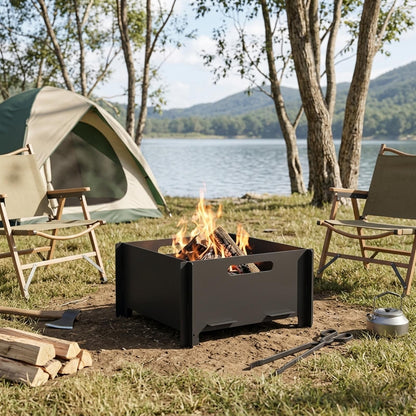 vidaXL Fire Pit Black 40 x 40 x 20 cm Steel