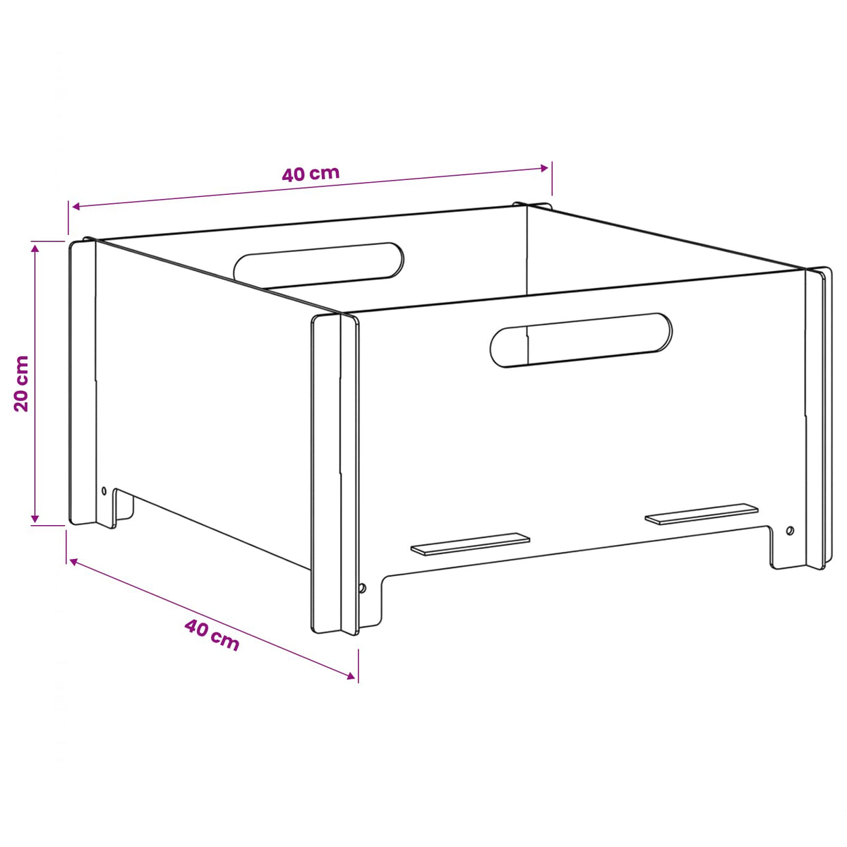 vidaXL Fire Pit Black 40 x 40 x 20 cm Steel