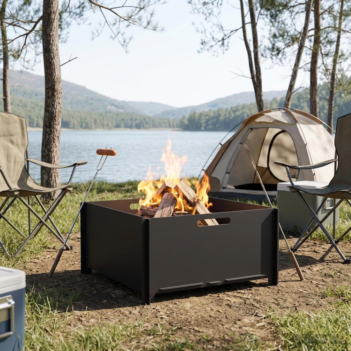 vidaXL Fire Pit Black 60 x 60 x 30 cm Steel