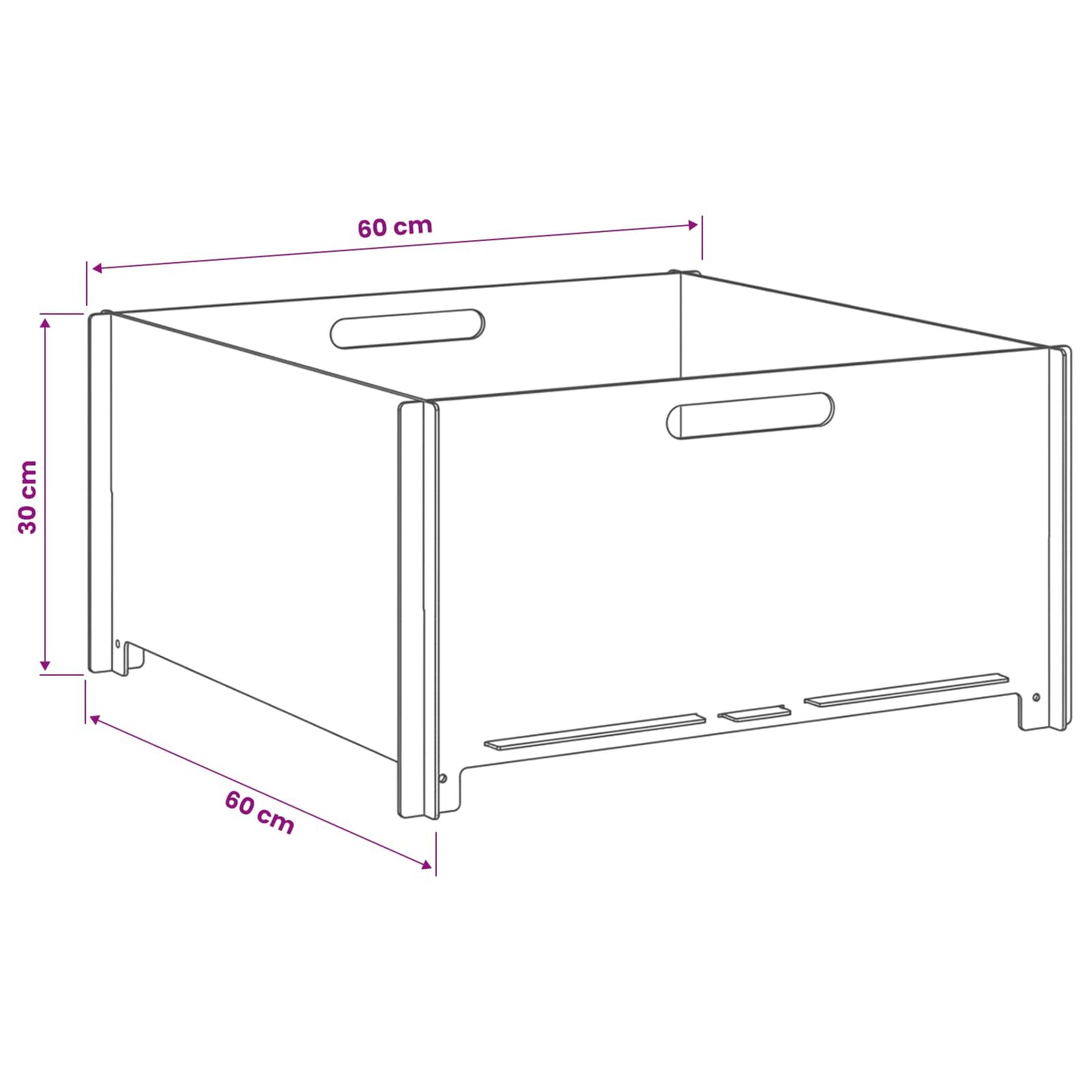 vidaXL Fire Pit Black 60 x 60 x 30 cm Steel