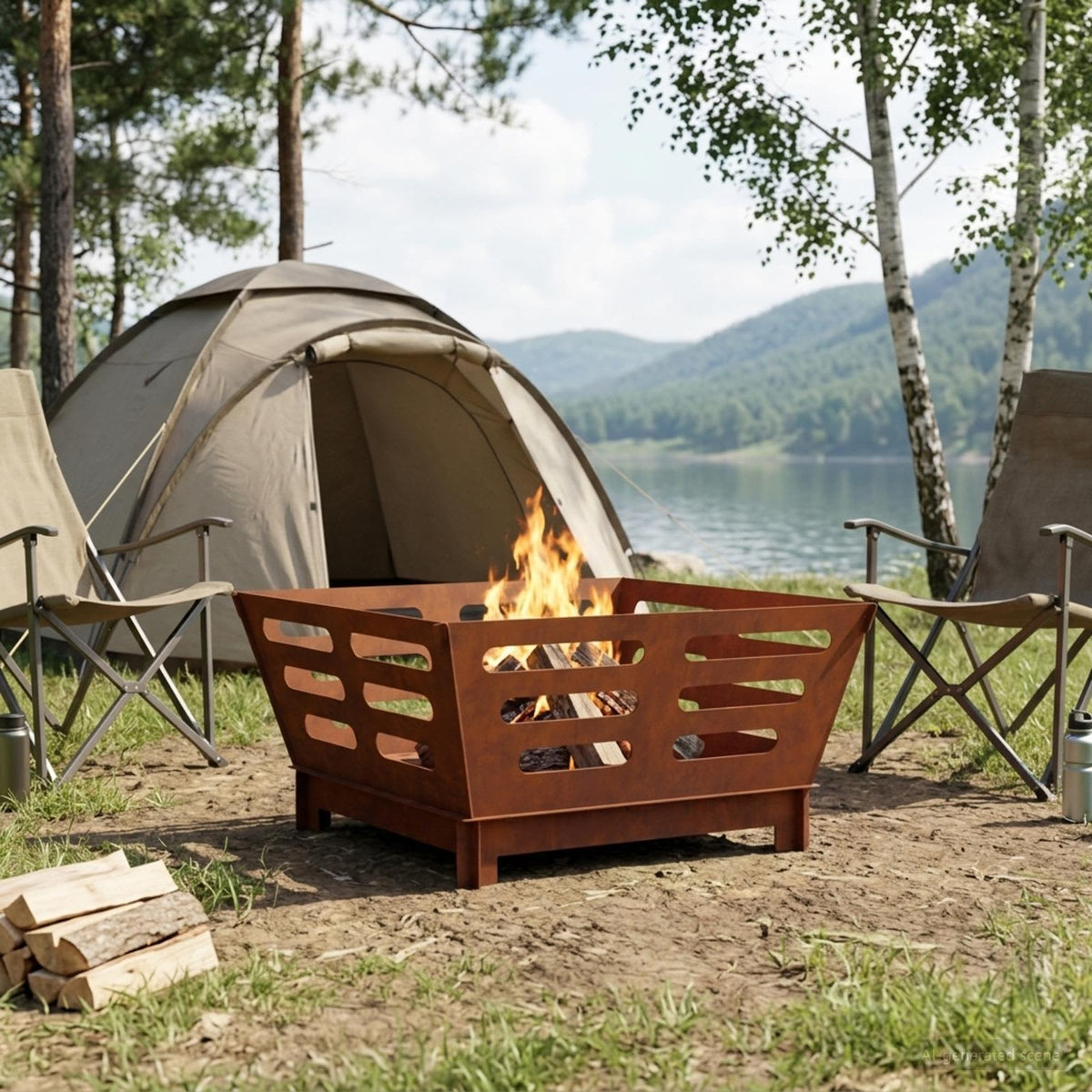 vidaXL Fire Pit Rusty 40 x 40 x 20 cm Weathering Steel