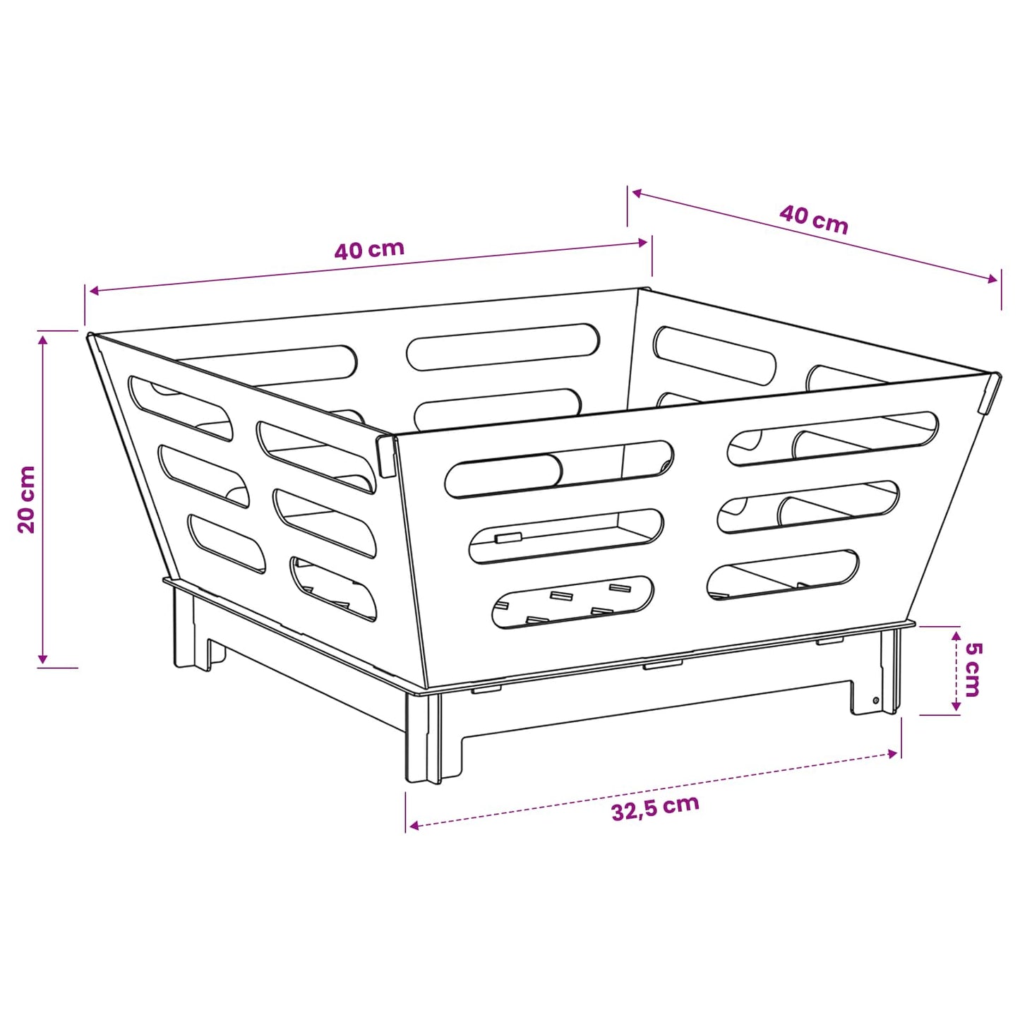 vidaXL Fire Pit Rusty 40 x 40 x 20 cm Weathering Steel