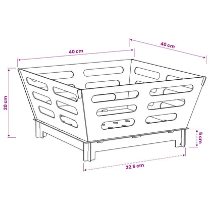 vidaXL Fire Pit Rusty 40 x 40 x 20 cm Weathering Steel