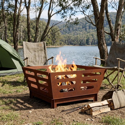 vidaXL Fire Pit Rusty 60 x 60 x 30 cm Weathering Steel