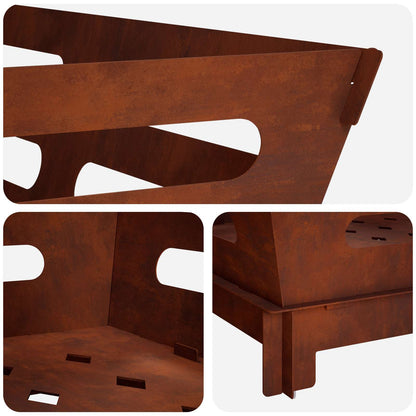 vidaXL Fire Pit Rusty 60 x 60 x 30 cm Weathering Steel