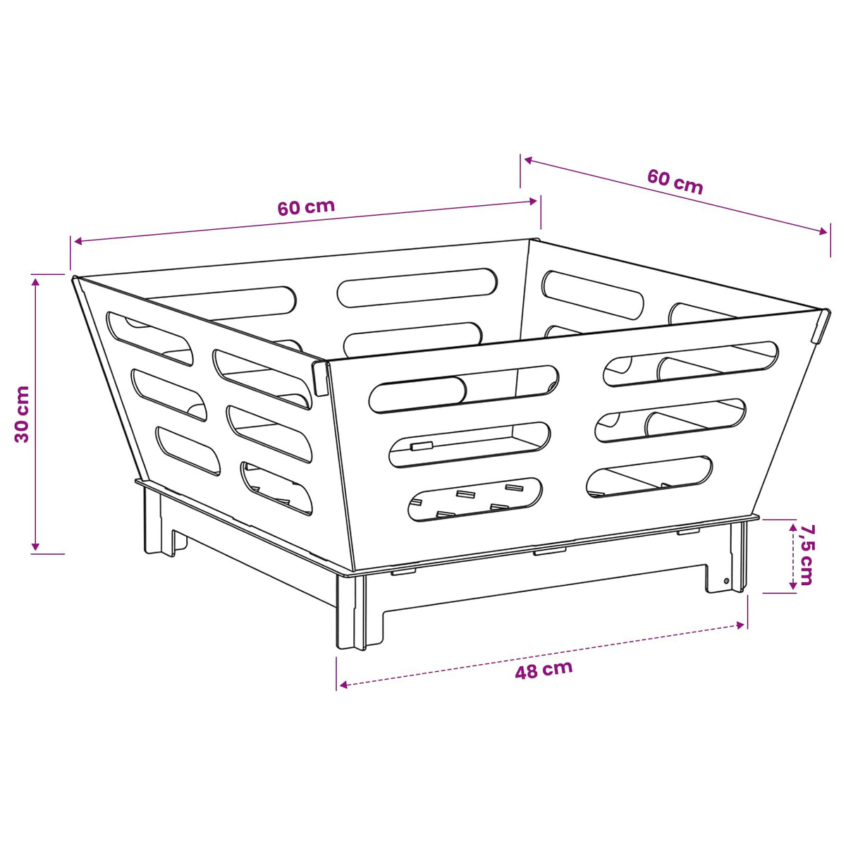 vidaXL Fire Pit Rusty 60 x 60 x 30 cm Weathering Steel