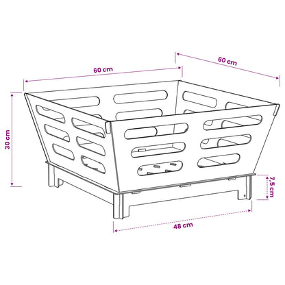 vidaXL Fire Pit Rusty 60 x 60 x 30 cm Weathering Steel