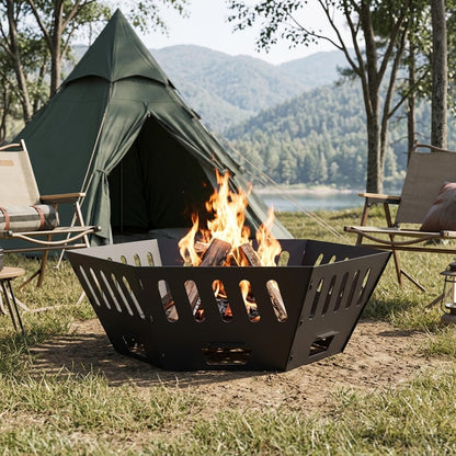 vidaXL Fire Pit Black 80 x 80 x 28 cm Steel