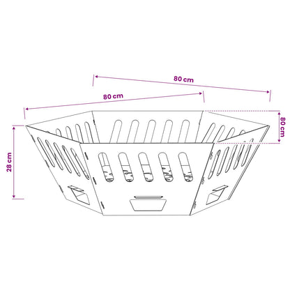 vidaXL Fire Pit Black 80 x 80 x 28 cm Steel