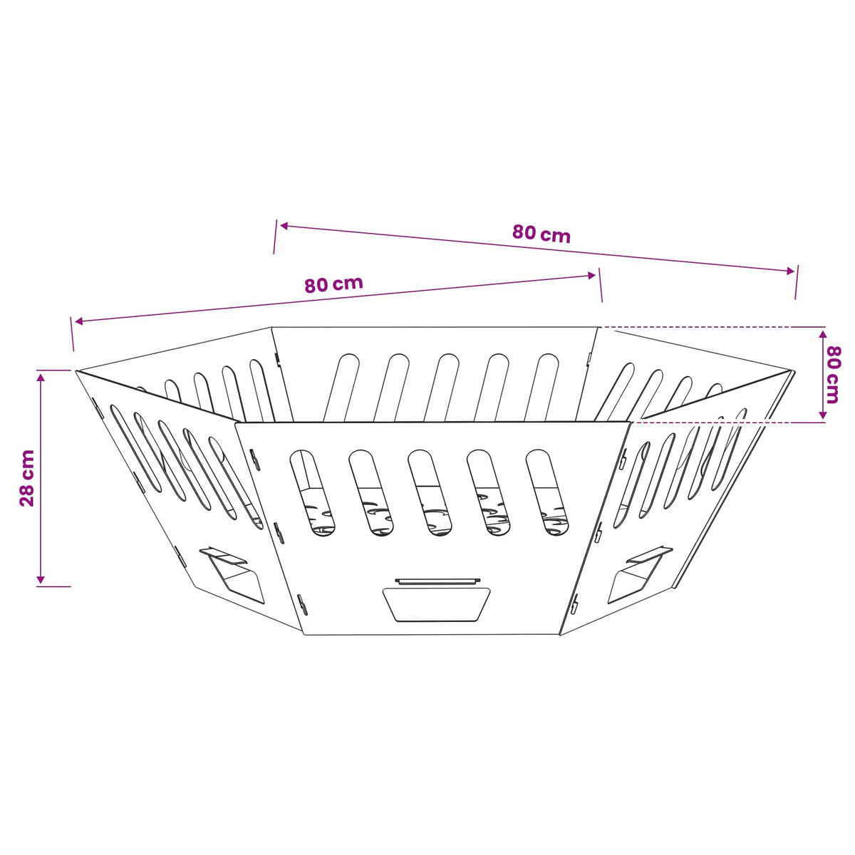 vidaXL Fire Pit Black 80 x 80 x 28 cm Steel