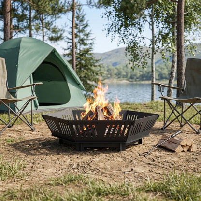 vidaXL Fire Pit Black 60 x 60 x 18 cm Steel
