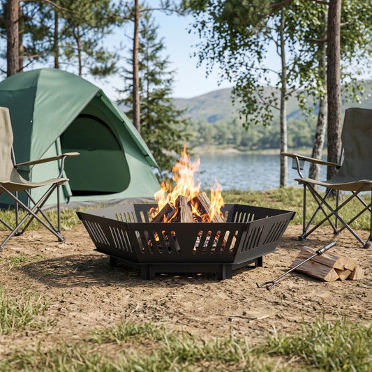 vidaXL Fire Pit Black 60 x 60 x 18 cm Steel