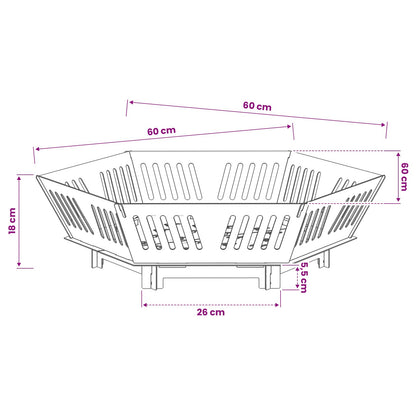 vidaXL Fire Pit Black 60 x 60 x 18 cm Steel