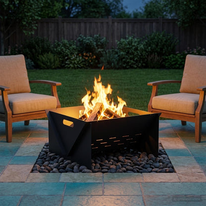 vidaXL Fire Pit Black 40 x 40 x 20 cm Steel