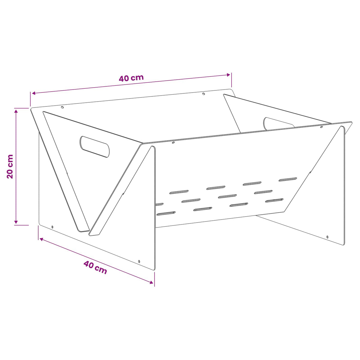 vidaXL Fire Pit Black 40 x 40 x 20 cm Steel