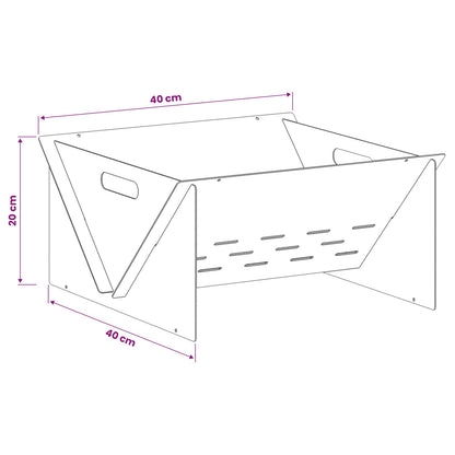 vidaXL Fire Pit Black 40 x 40 x 20 cm Steel