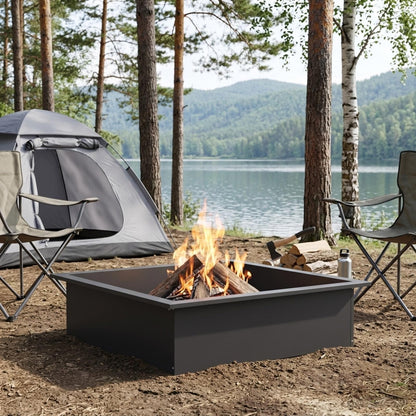 vidaXL Fire Pit Ring Black 80 x 80 x 25 cm Steel