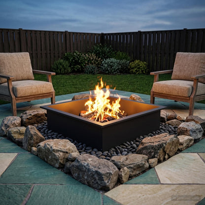 vidaXL Fire Pit Ring Black 80 x 80 x 25 cm Steel