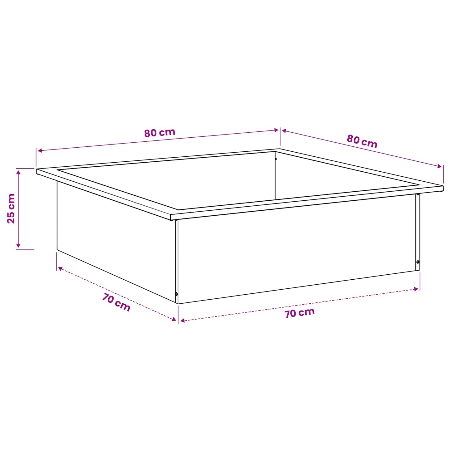 vidaXL Fire Pit Ring Black 80 x 80 x 25 cm Steel