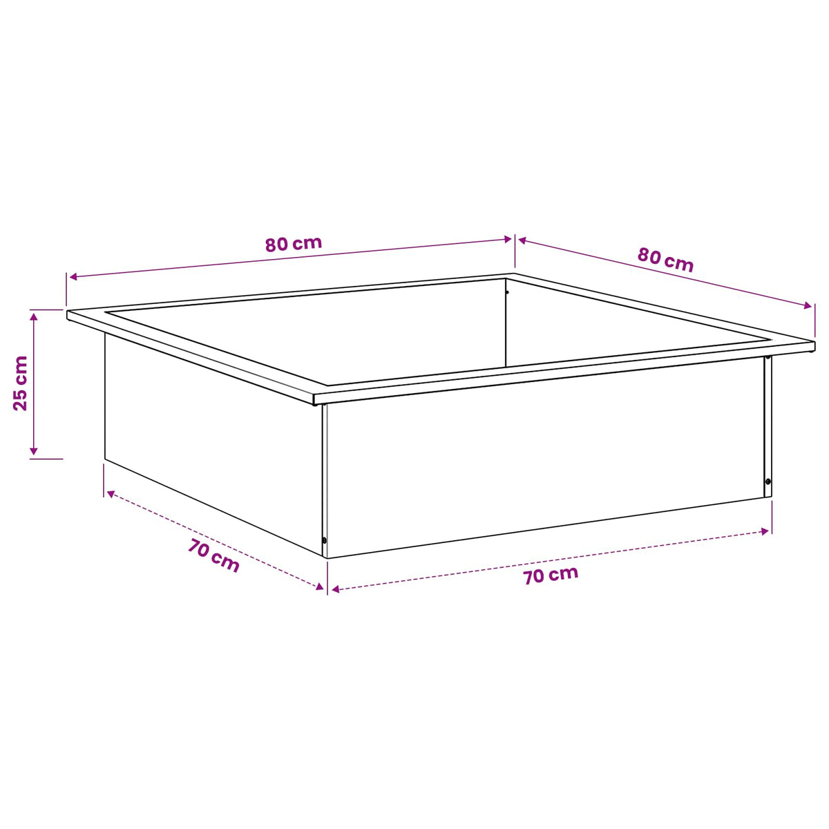 vidaXL Fire Pit Ring Black 80 x 80 x 25 cm Steel