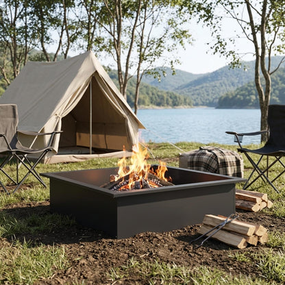 vidaXL Fire Pit Ring Black 90 x 90 x 25 cm Steel