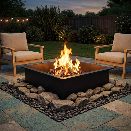 vidaXL Fire Pit Ring Black 90 x 90 x 25 cm Steel