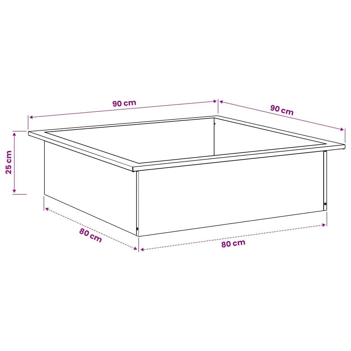 vidaXL Fire Pit Ring Black 90 x 90 x 25 cm Steel