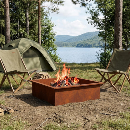 vidaXL Fire Pit Ring Rusty 90 x 90 x 25 cm Weathering Steel